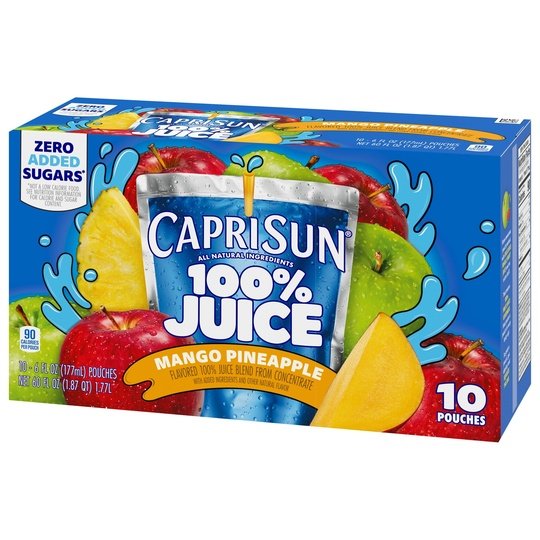 Capri Sun 100% Juice Paw Patrol Mango Pineapple Juice Box Pouches, 10 ct Box, 6 fl oz Pouches