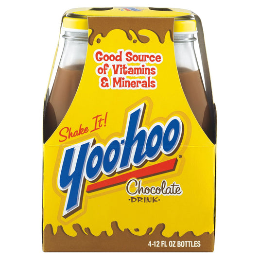 Yoo-hoo Chocolate Drink, 12 fl oz glass bottles, 4 pack