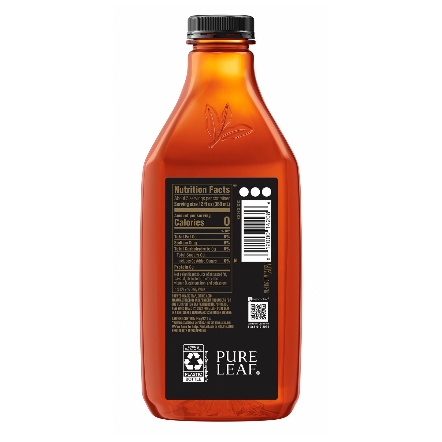 Pure Leaf Unsweetened Real Brewed Iced Tea, 64 oz Bottle