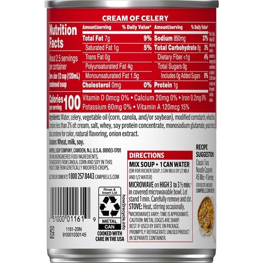 Campbell's Condensed Cream of Celery Soup, 10.5 oz Can