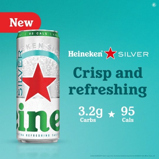 Heineken Silver Lager Beer, 12 Pack, 12 fl oz Cans, 4% Alcohol by Volume