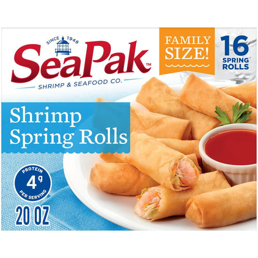 SeaPak Shrimp Spring Rolls with Sweet Chili Sauce, Easy to Bake, Frozen, 20 oz