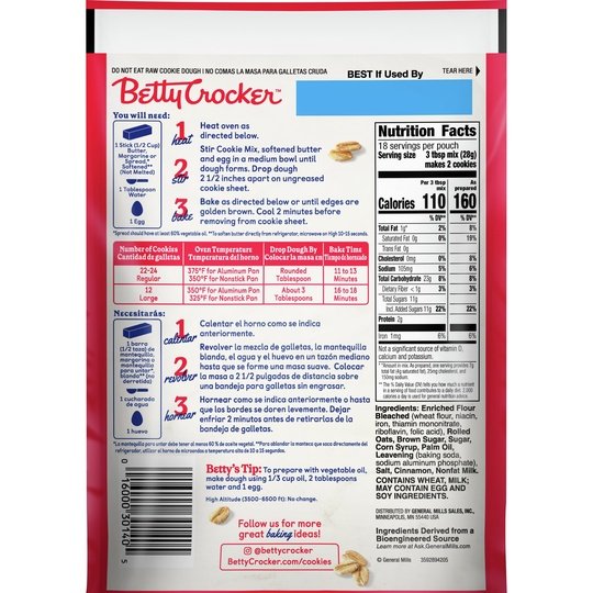 Betty Crocker Oatmeal Cookie Mix, 17.5 oz.