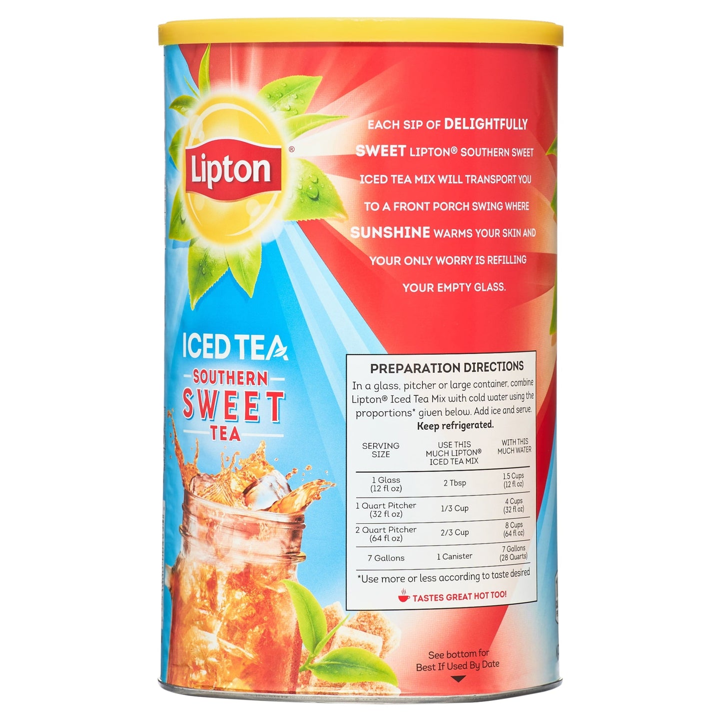 Lipton Iced Tea Mix Southern Sweet Black Tea, Caffeinated, 28 Quarts