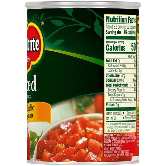 Del Monte Diced Tomatoes With Basil, Garlic & Oregano, 14.5 oz Can