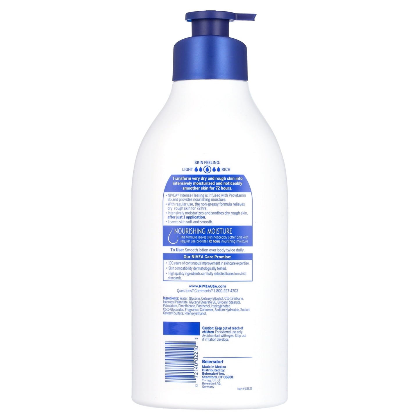 NIVEA Intense Healing Body Lotion, 72 Hour Moisture for Dry to Very Dry Skin, 33.8 Fl Oz Pump Bottle