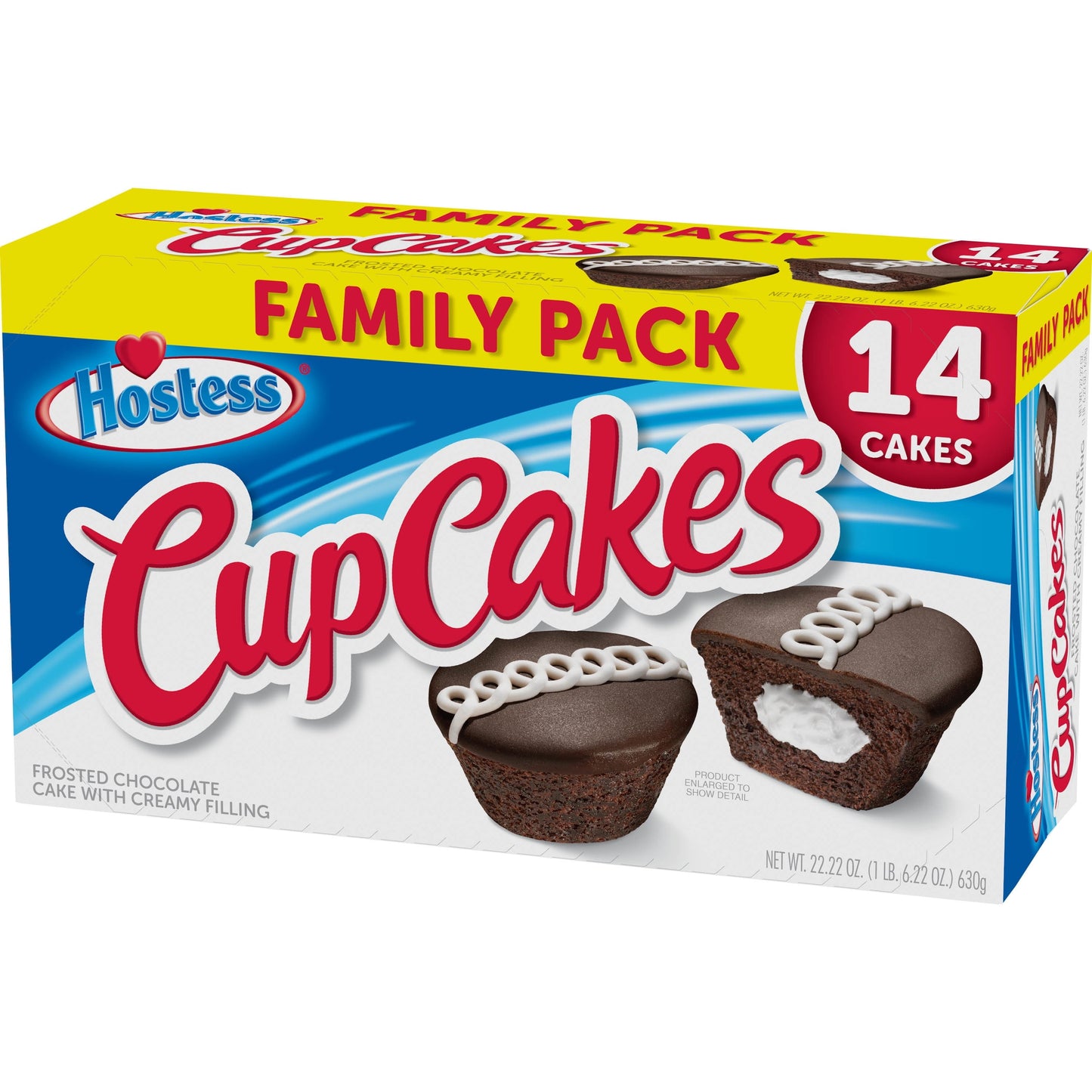 HOSTESS Chocolate Cupcakes, Creamy Filling, Chocolate Snack Cakes, Family Pack - 14 Count / 22.22 oz