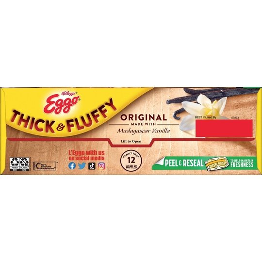 Eggo Thick and Fluffy Original Waffles, 23.2 oz, 12 Count (Frozen)