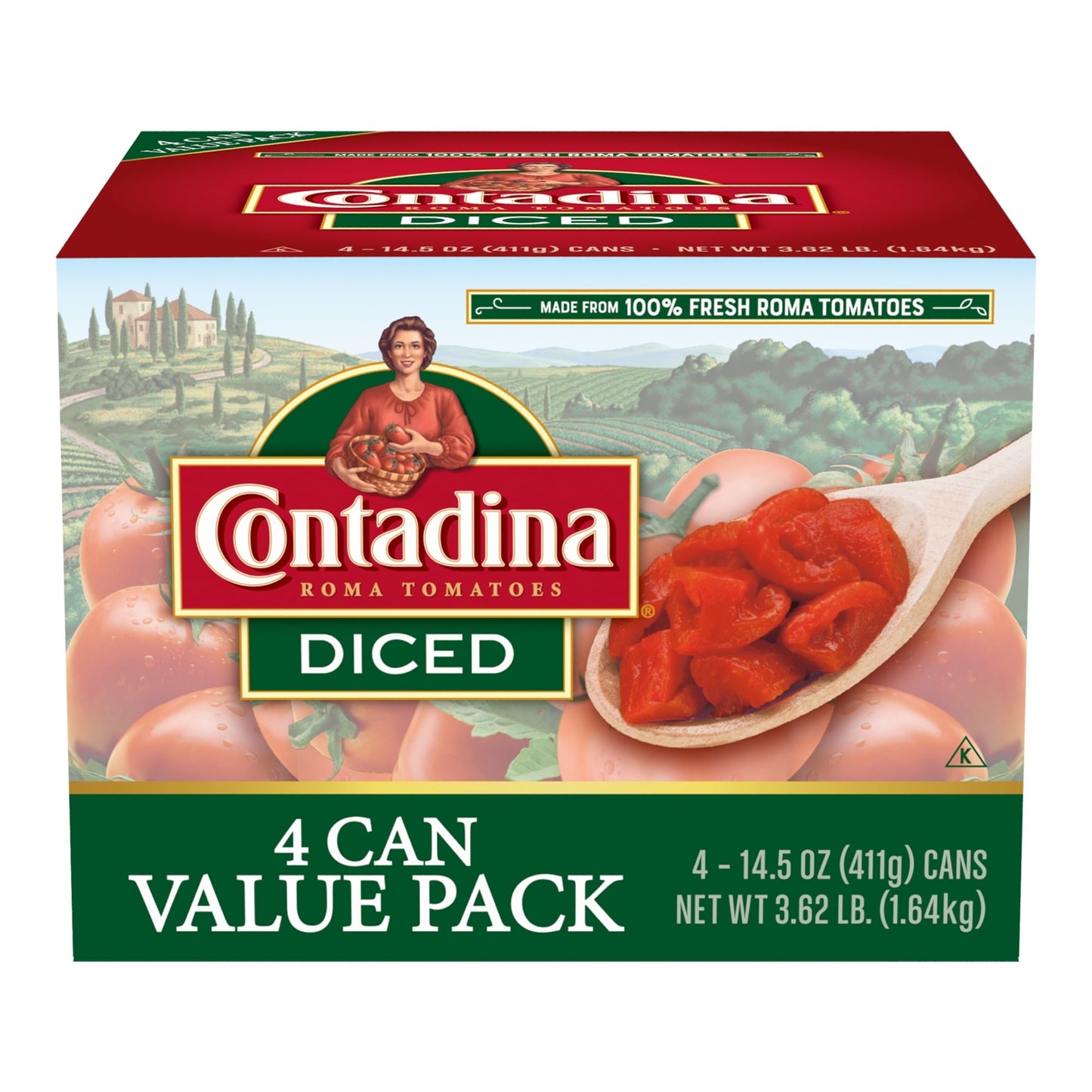 (4 Cans) Contadina Diced Tomatoes, 14.5 oz Cans