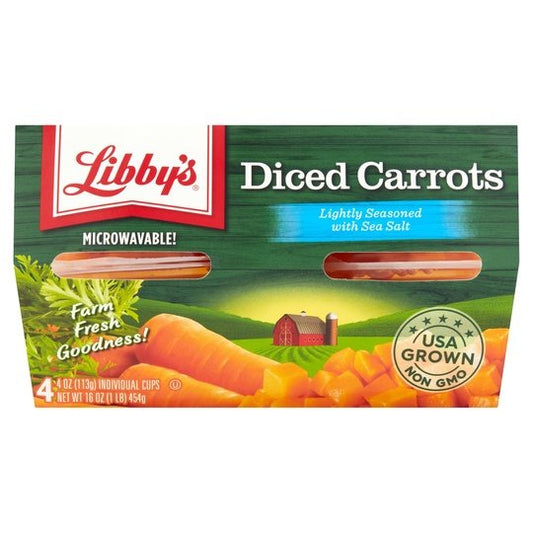 (4 Count) Libby's Diced Carrots, Canned Vegetables, 4 oz