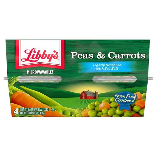(4 Count) Libby's Seasoned Peas & Carrots, Canned Vegetables, 4 oz