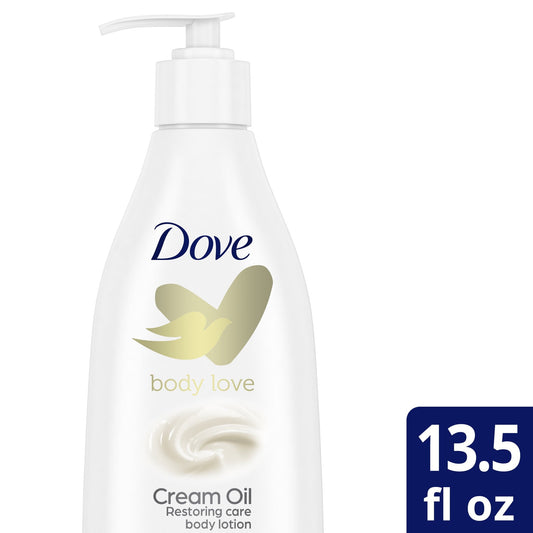 Dove Body Love Restoring Care Non Greasy Body Lotion Cream Oil for Dry Skin, 13.5 fl oz