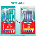 Colgate 360° Manual Toothbrush with Tongue and Cheek Cleaner, Soft, 5 Count