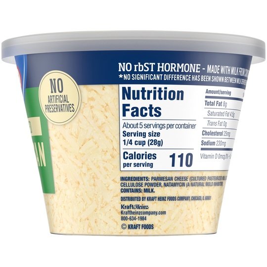 Kraft Shredded Parmesan Cheese, 5 oz. Tub