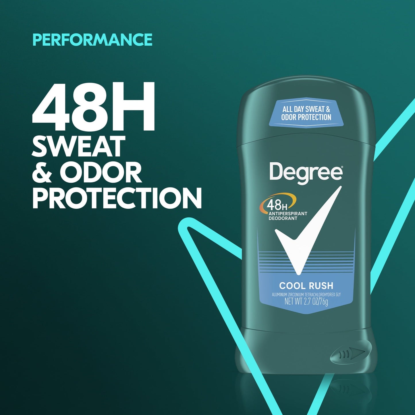 Degree Long Lasting Men's Antiperspirant Deodorant Stick Twin Pack, Cool Rush, 2.7 oz