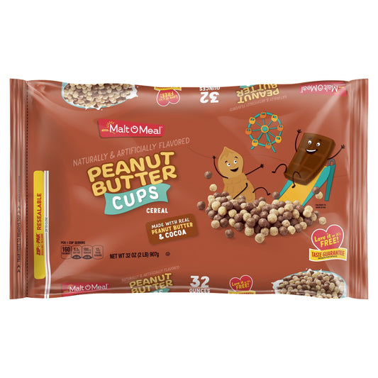 Malt-O-Meal Peanut Butter Cups Breakfast Cereal, Chocolate Peanut Butter Cereal, 32 OZ Bag