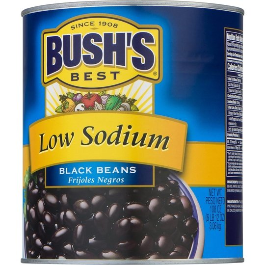 Bush's Low Sodium Black Beans, 108 oz, Can