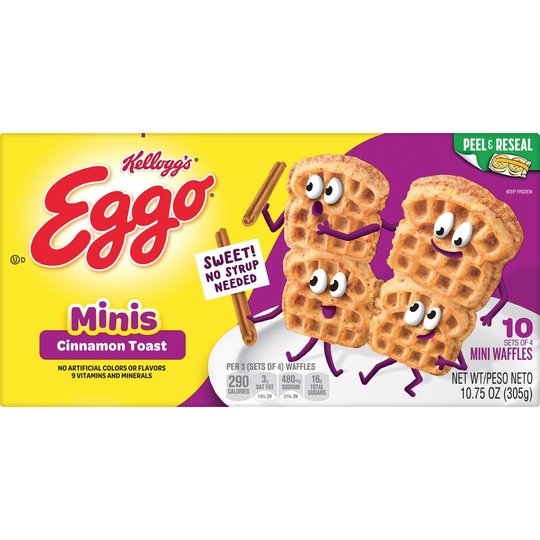 Eggo Minis Cinnamon Toast Waffle Bites, 10.75 oz, 40 Count (Frozen), Regular