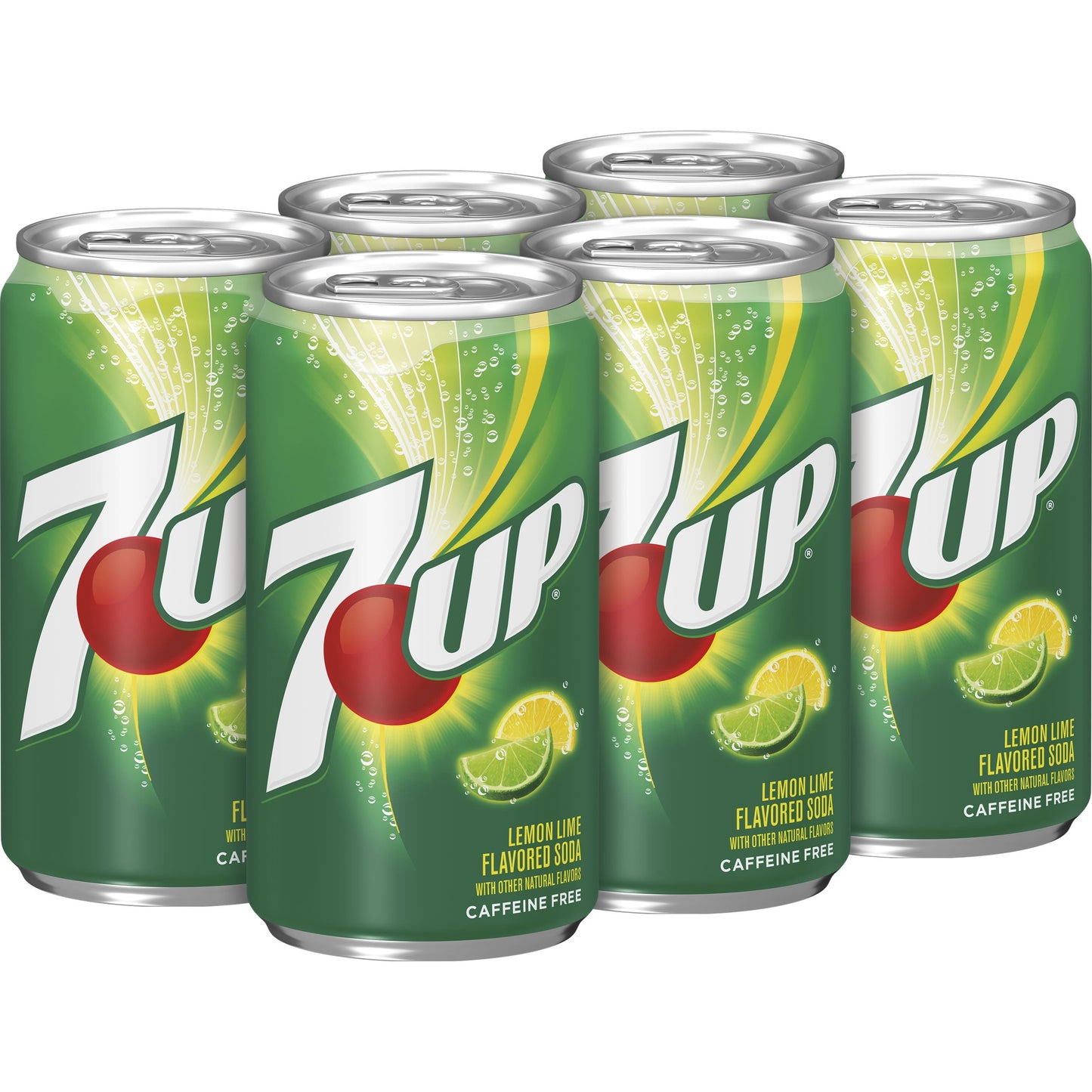 7UP Lemon Lime Soda, 7.5 fl oz, Mini Cans, 6 Pack, Allergens Free, Soft Drink