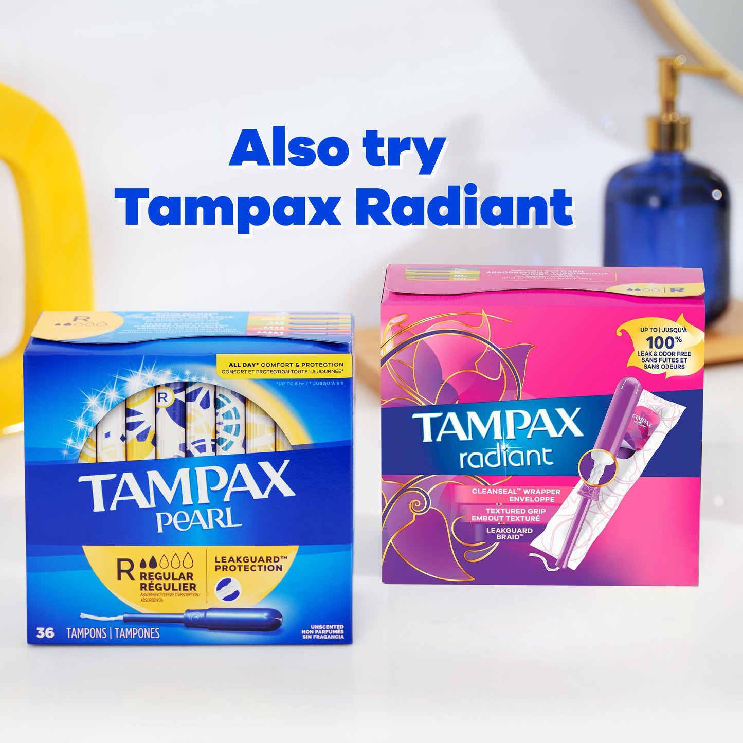 Tampax Pearl Tampons Duo Multipack with LeakGuard Braid, Regular/Super Absorbency, 34 Ct