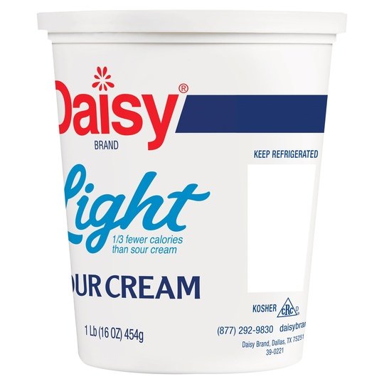 Daisy Pure and Natural Light Sour Cream, 50% Less Fat, 16 oz (1 lb) Tub (Refrigerated)