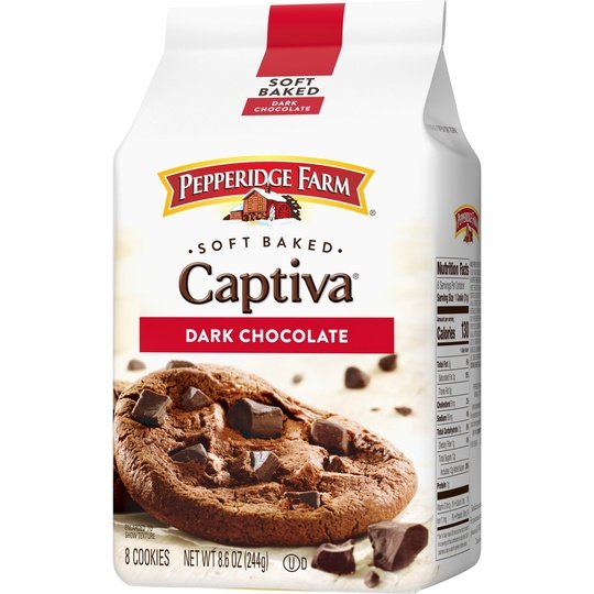 Pepperidge Farm Captiva Dark Chocolate Cookies, 8 Soft Baked Cookies, 8.6 oz. Bag