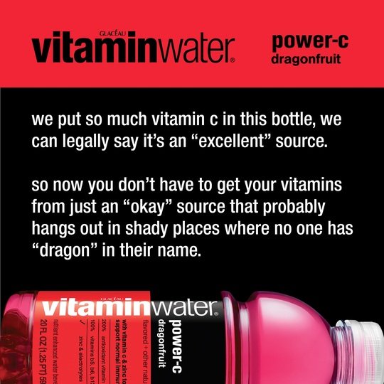 vitaminwater power-c electrolyte enhanced water, dragonfruit, 20 fl oz bottle