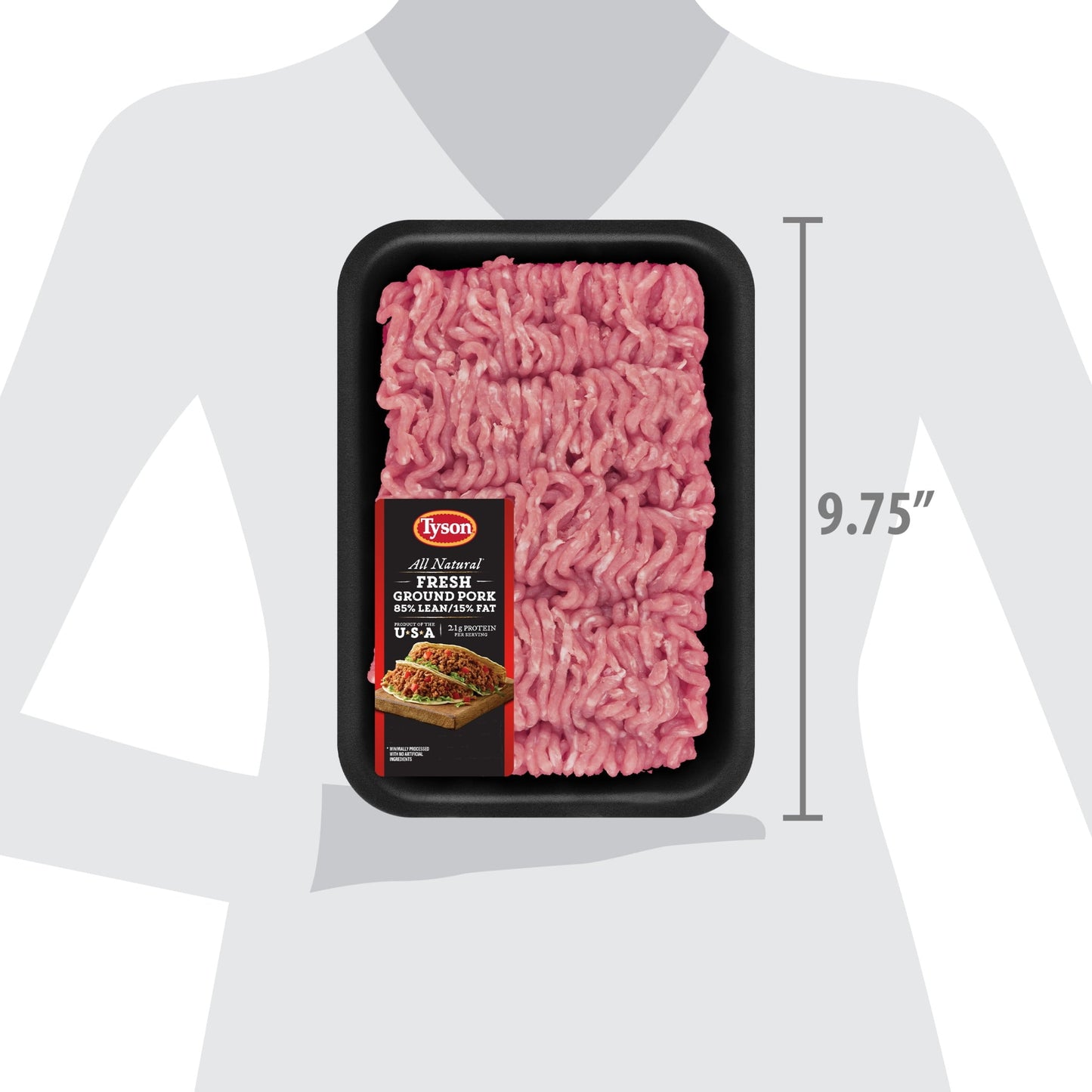 Tyson All Natural 85% Lean/15% Fat Ground Pork, 1.5 lb Tray