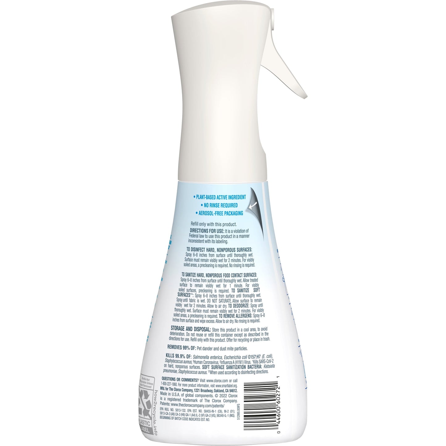 Clorox Free & Clear Disinfectant Mist, Fragrance Free Spray, 14 fl oz