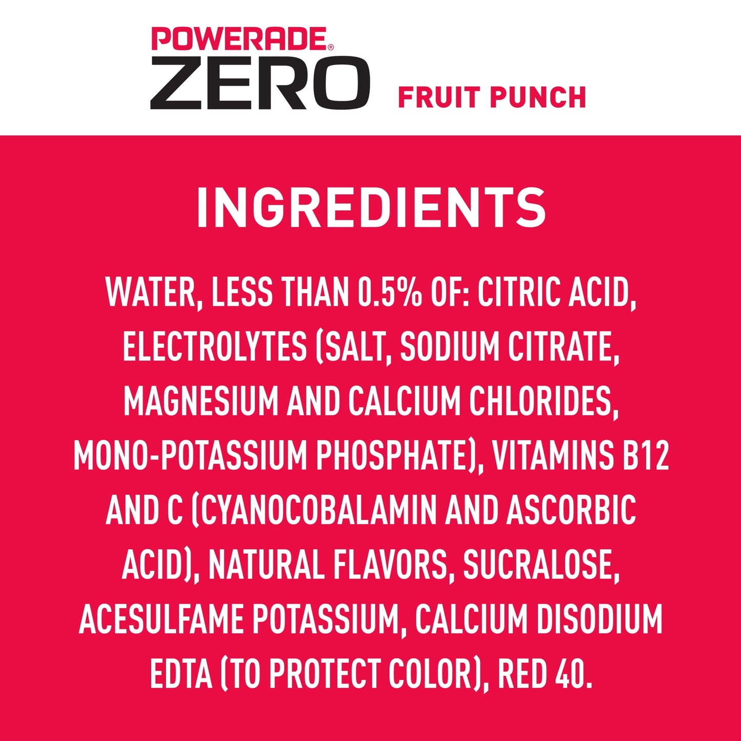 POWERADE Electrolyte Enhanced Zero Sugar Fruit Punch Sport Drink, 20 fl oz, 8 Count Bottles