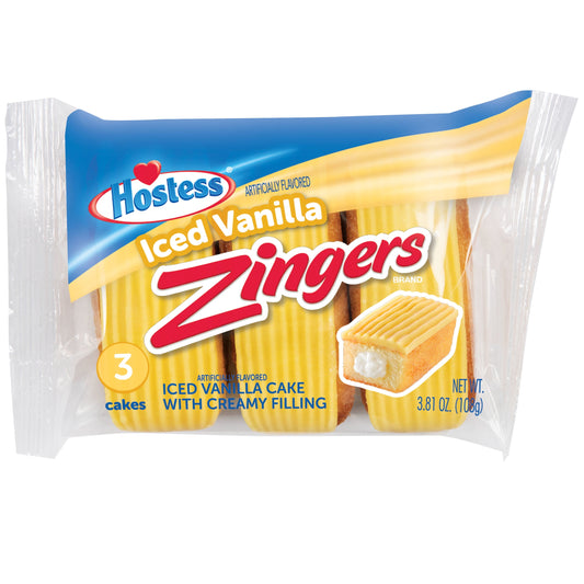 Hostess Iced Vanilla Zingers, Single Serve, 3 Count, 3.81 oz