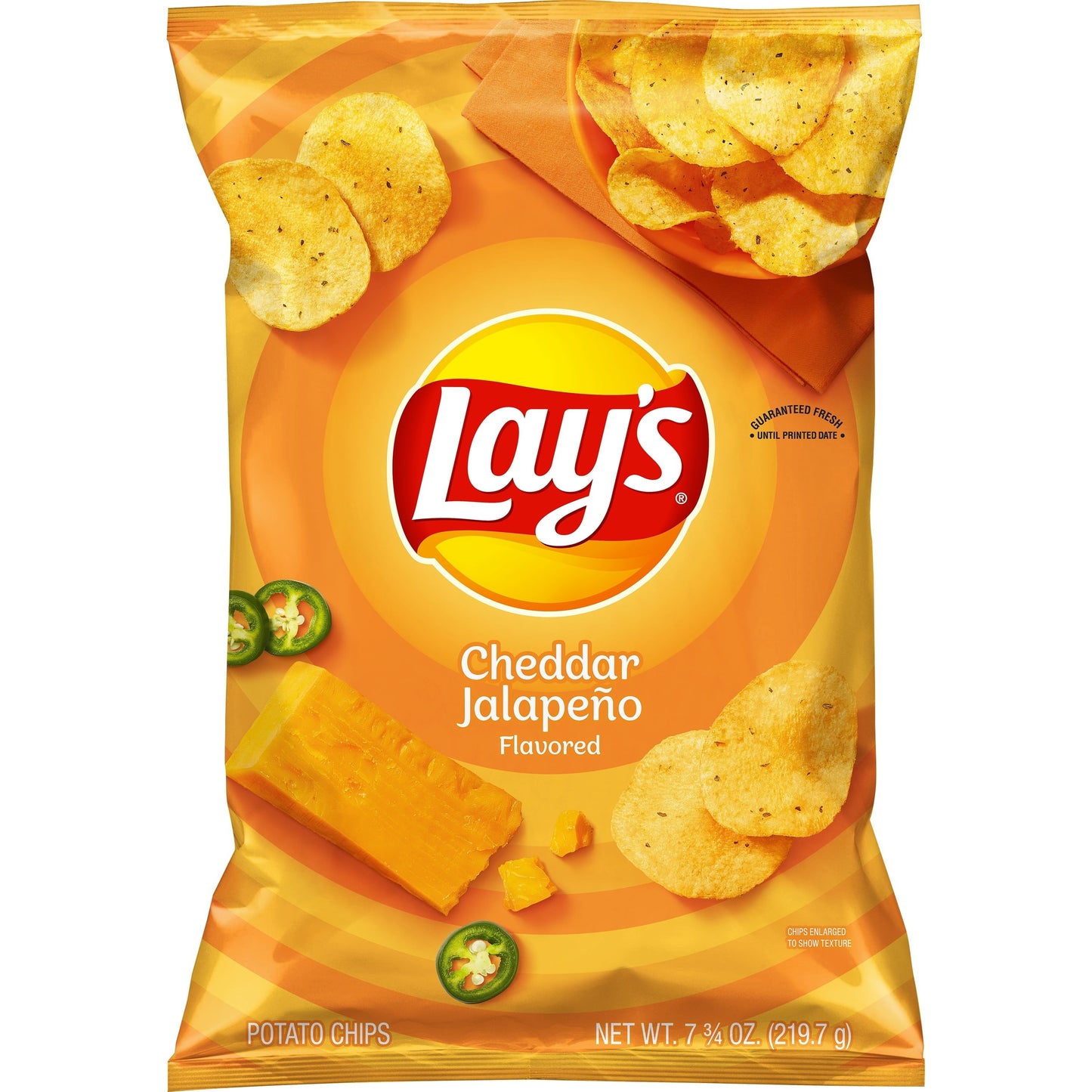 Lay's Cheddar Jalapeno Flavored Potato Chips, 7.75 oz Bag