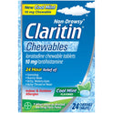 Claritin 24 Hour Non-Drowsy Allergy Medicine, Antihistamine Cool Mint Chewable Tablet, 24 Ct