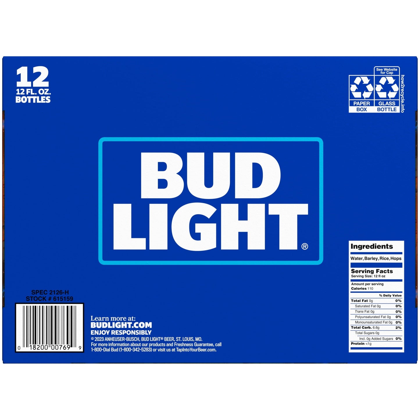 Bud Light Beer, 12 Pack Lager Beer, 12 fl oz Glass Bottles, 4.2% ABV, Domestic Beer