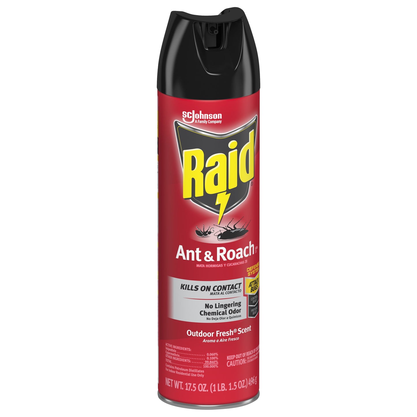 Raid Ant & Roach 26, Aerosol Bug Spray Kills on Contact, Outdoor Fresh Scent, 17.5 oz