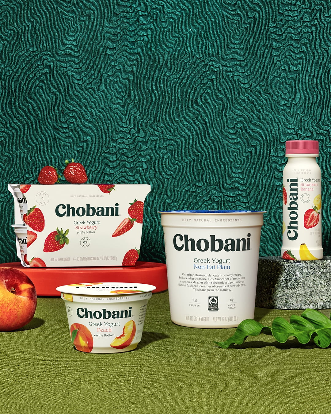 Chobani Non-Fat Greek Yogurt, Peach on the Bottom 5.3 oz, 4 Count, Plastic Cup