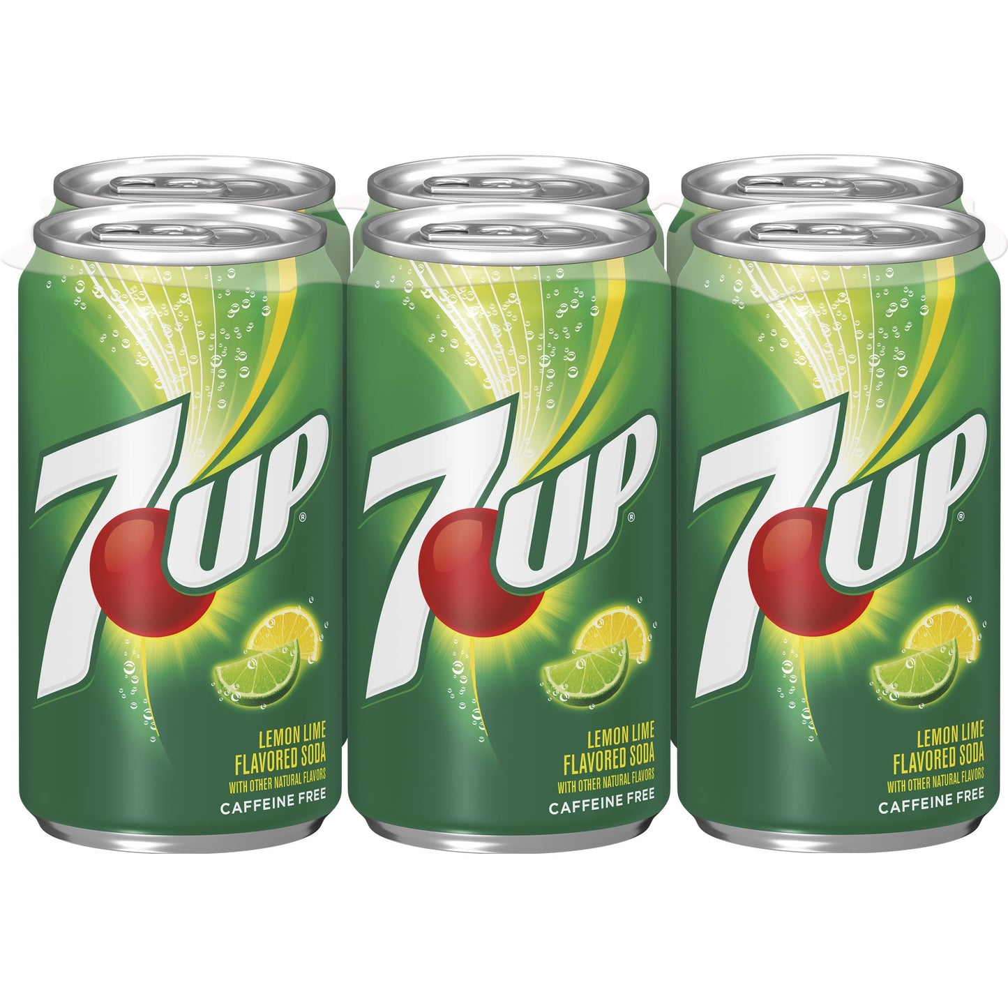 7UP Lemon Lime Soda, 7.5 fl oz, Mini Cans, 6 Pack, Allergens Free, Soft Drink