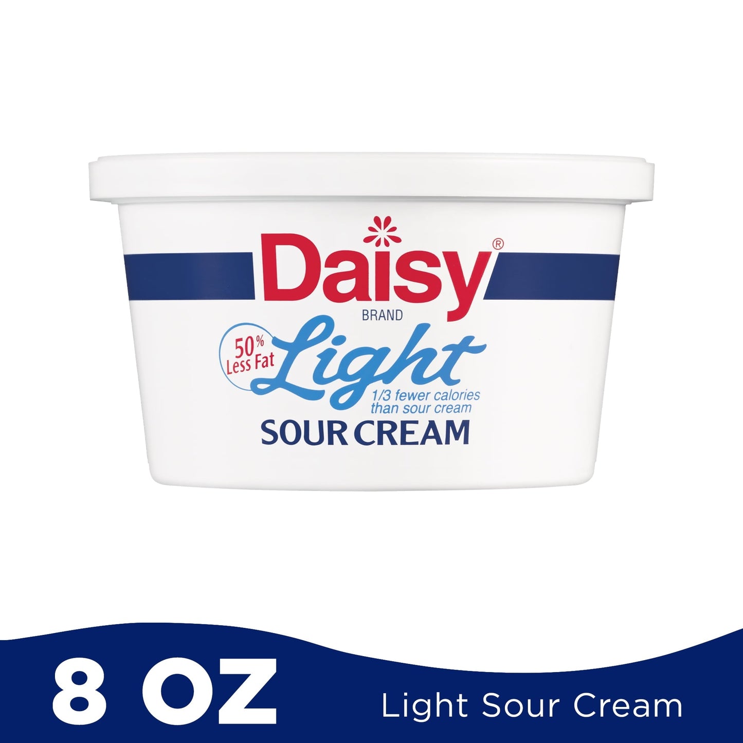 Daisy Pure and Natural Light Sour Cream, 50% Less Fat, 8 oz Tub (Refrigerated)