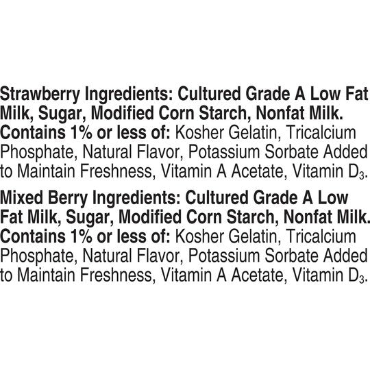 Simply Go-GURT Strawberry and Mixed Berry Kids Low Fat Yogurt Variety Pack, Gluten Free, 2 oz. Yogurt Tubes (16 Count)
