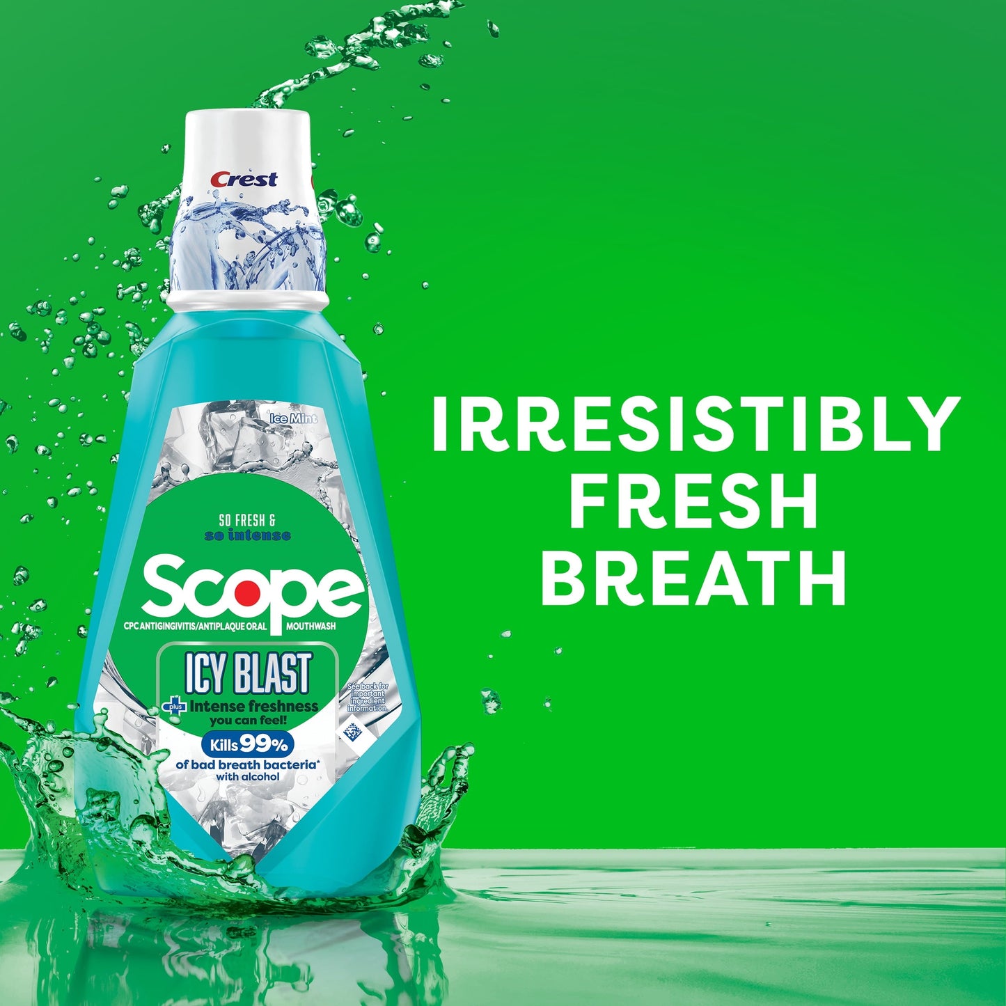 Crest Scope Icy Blast Mouthwash with Alcohol, 1L, 33.8 fl oz