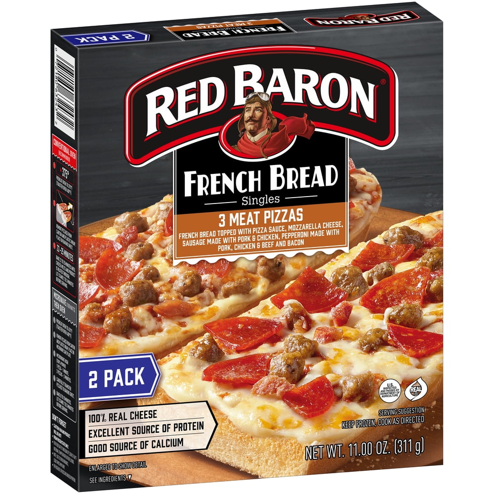 Red Baron French Bread Three Meat Frozen Pizza 2 Count 11 oz