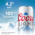 Coors Light Lager Beer, 6 Pack, 16 fl oz Cans, 4.2% ABV