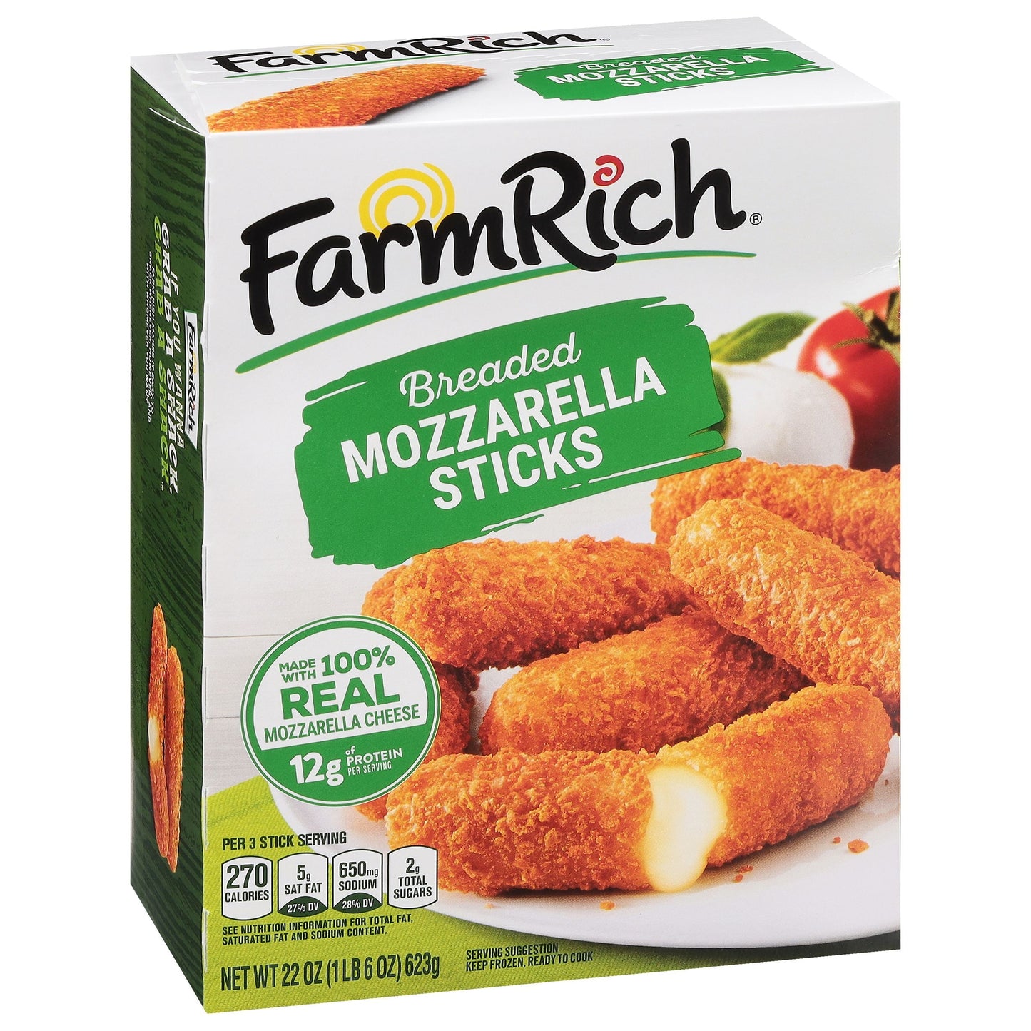 Farm Rich Breaded Mozzarella Cheese Sticks, Regular, 22 oz (Frozen)