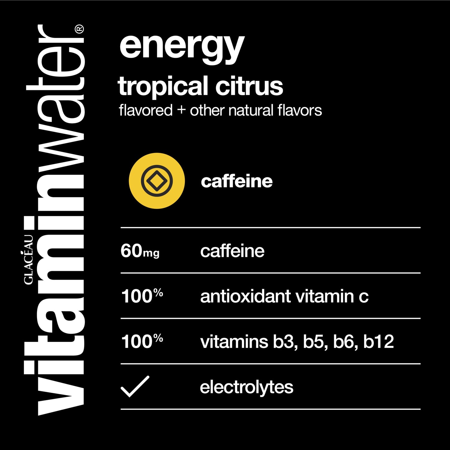 vitaminwater energy electrolyte enhanced water, tropical citrus drink, 20 fl oz bottle