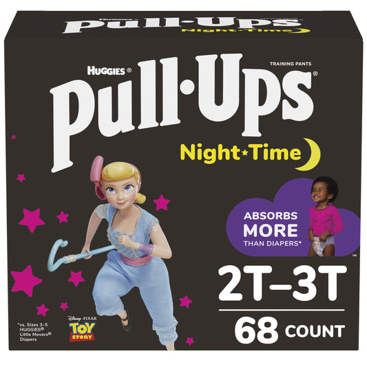 Pull-Ups Girls' Night-Time Training Pants, 2T-3T, 68 Ct