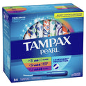 Tampax Pearl Tampons Trio Multipack with LeakGuard Braid, Super/Super Plus/Ultra Absorbency, 34 Ct