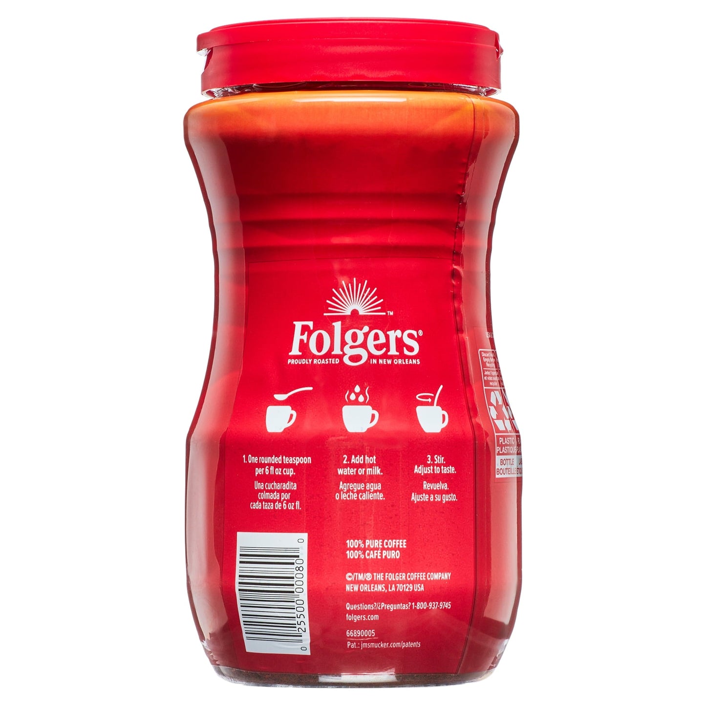 Folgers Classic Roast Instant Coffee Crystals, 12 Ounce Easy-Open Flip-Top Jar