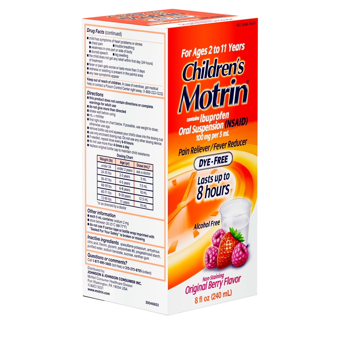 Children's Motrin Ibuprofen Kids Medicine, Berry Flavored, 8 fl. oz