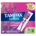 Tampax Radiant Tampons with LeakGuard Braid, Super Absorbency, 28 Count