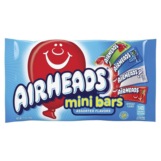 Airheads Candy Variety Bag, Individually Wrapped Assorted Fruit Mini Bars, 12 oz